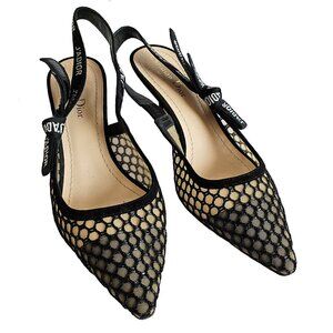 DIOR BLACK J’ADIOR MESH SLINGBACK PUMPS (38.5)